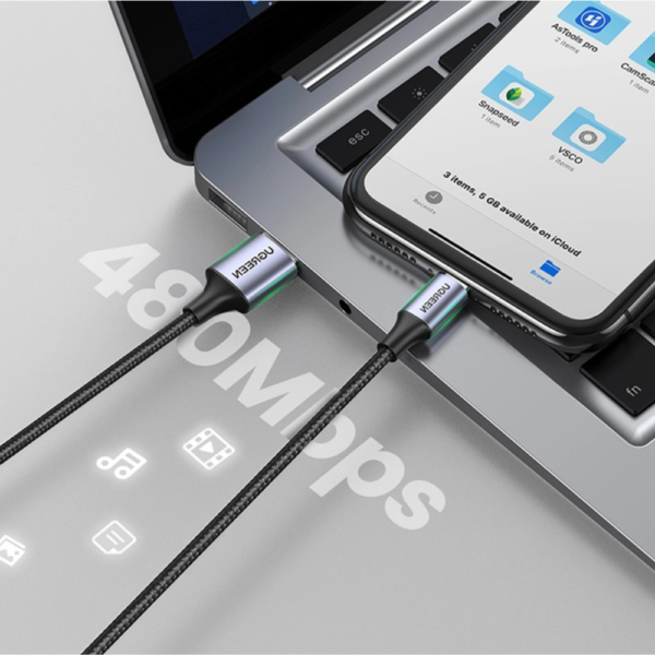 Ugreen USB A To Lightning Cable Alu Case with Braided 1.5M Black