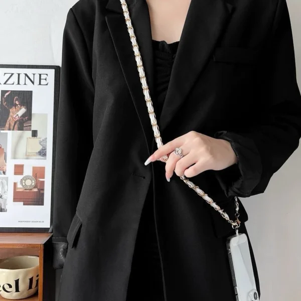 Korea Luxury Metal Pearl  Leather Crossbody Lanyard Necklace Strap Universal Mobile Phone Lanyard
