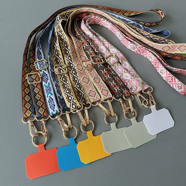 Vintage Adjustable Crossbody Mobile Phone Lanyard Camera Lanyard Hanging Neck Rope Lanyard With Spring Clip