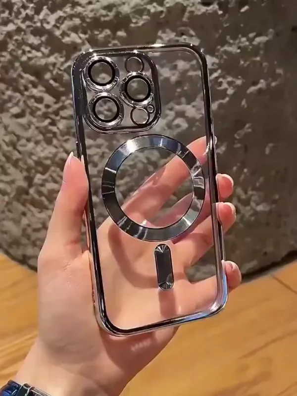 Luxury Titanium Shockproof Magnetic Phone Case for IPhone Transparent casing cover