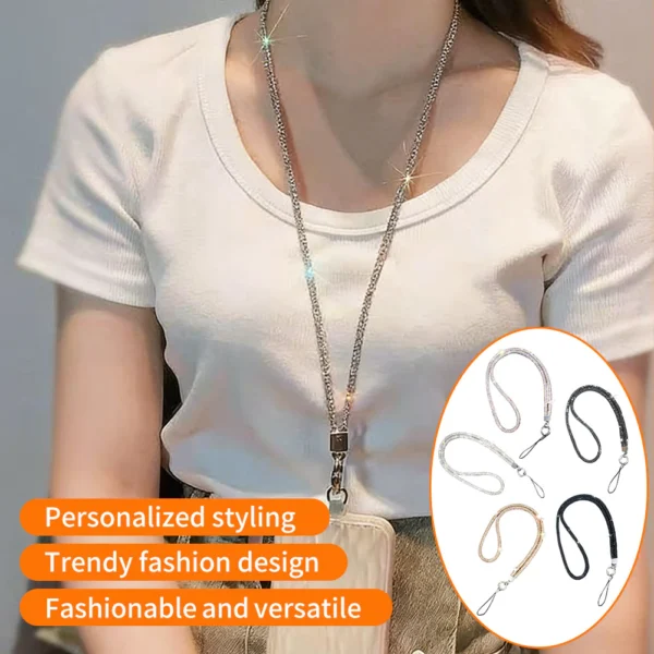 Trendy Rhinestone Phone Chain Fashionable Necklace Strap for Phones